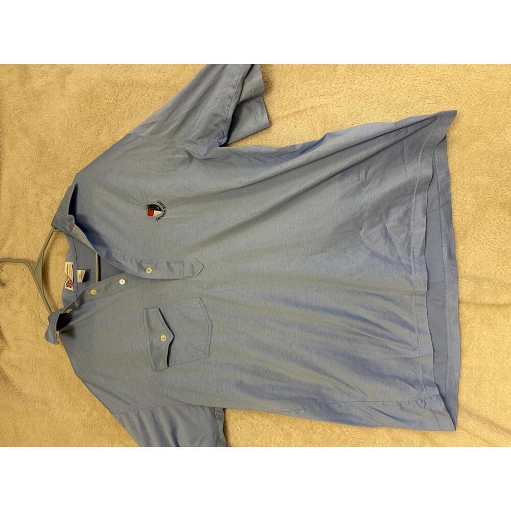 VINTAGE 1980s Slazenger Hound Ears Light Blue Cotton Polo Shirt Large